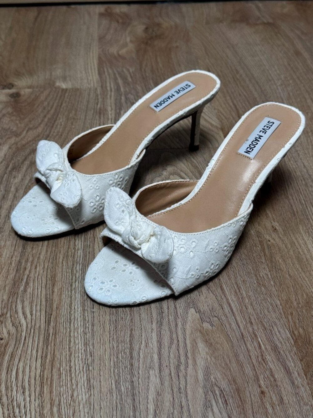 10 Steve Madden Wedding Bridal Collection White Eyelet Bows Sandals Shoes Rozee